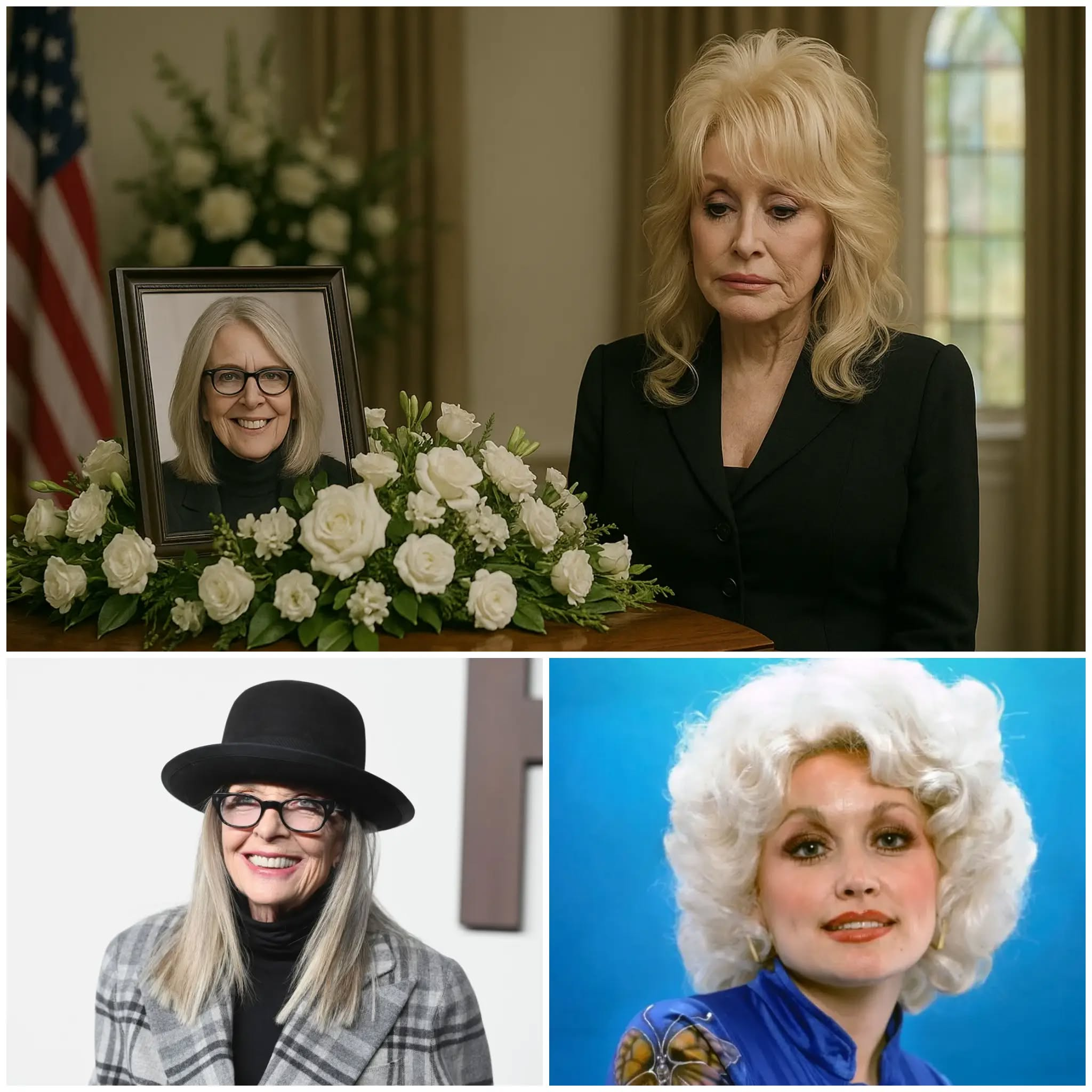 A Moment That Stilled Hollywood: Dolly Parton’s Tearful Tribute at Diane Keaton’s Funeral Leaves the World in Silence